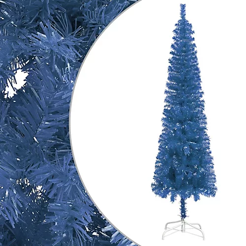 Berkfield Slim Christmas Tree With LEDs&Ball Set Blue 180 Cm 2 Berkfield Slim Christmas Tree With LEDs&Ball Set Blue 180 Cm - Image 2