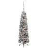Berkfield Slim Christmas Tree With LEDs&Ball Set&Flocked Snow Green 120cm