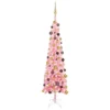 Berkfield Slim Christmas Tree With LEDs&Ball Set Pink 180 Cm