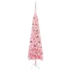 Berkfield Slim Christmas Tree With LEDs&Ball Set Pink 210 Cm