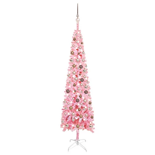 Berkfield Slim Christmas Tree With LEDs&Ball Set Pink 210 Cm 1 Berkfield Slim Christmas Tree With LEDs&Ball Set Pink 210 Cm