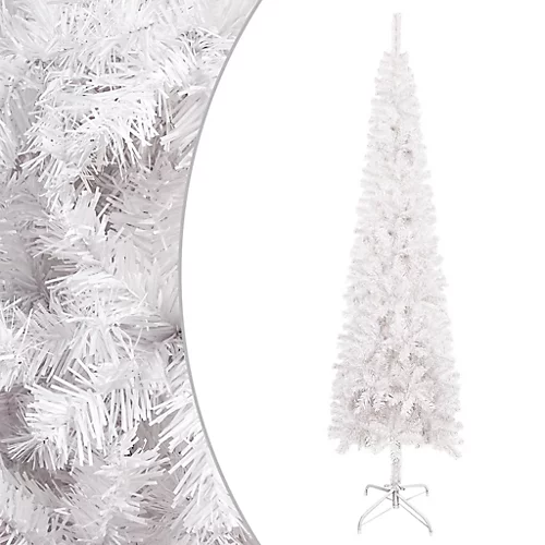 Berkfield Slim Christmas Tree With LEDs&Ball Set White 180 Cm 2 Berkfield Slim Christmas Tree With LEDs&Ball Set White 180 Cm - Image 2