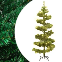 Berkfield Swirl Christmas Tree With Stand And LEDs Green 150 Cm PVC