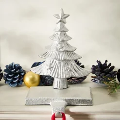 Cast Iron Silver Christmas Tree Stocking Holder