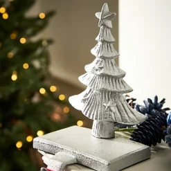 Cast Iron Silver Christmas Tree Stocking Holder -Outlet Christmas Decor Store cast iron silver christmas tree stocking holder5060633940321 03c MP