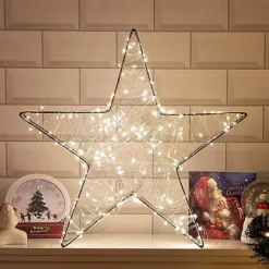 Christmas 3D Star Metal 200 Warm White LED Light Bright Illumination Figures Decoration Indoor Table Top Xmas Gifts 50 X 50 X 8cm