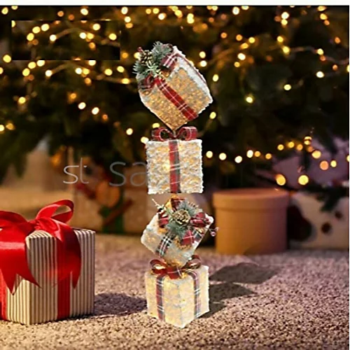 CHRISTMAS VILLAGE Christmas Light Up Snow Gift Boxes - 35 White LED Lights, Snow Effect Xmas Decorations - Set Of 4 2 CHRISTMAS VILLAGE Christmas Light Up Snow Gift Boxes - 35 White LED Lights, Snow Effect Xmas Decorations - Set Of 4 - Image 2