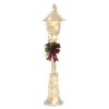 CHRISTMAS VILLAGE Decorative Christmas Snow Light Up Lamp Post With Bow - 25 Bright Warm White LEDs, Can Be Used Indoors/Outdoors
