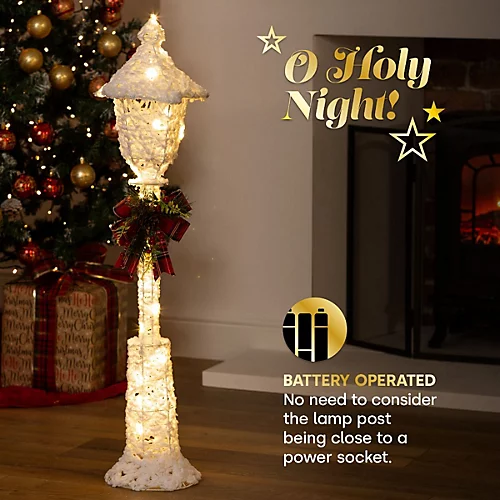 CHRISTMAS VILLAGE Decorative Christmas Snow Light Up Lamp Post With Bow - 25 Bright Warm White LEDs, Can Be Used Indoors/Outdoors 2 CHRISTMAS VILLAGE Decorative Christmas Snow Light Up Lamp Post With Bow - 25 Bright Warm White LEDs, Can Be Used Indoors/Outdoors - Image 2