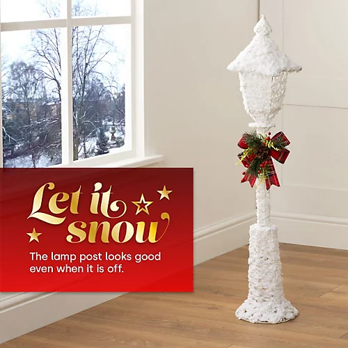 CHRISTMAS VILLAGE Decorative Christmas Snow Light Up Lamp Post With Bow - 25 Bright Warm White LEDs, Can Be Used Indoors/Outdoors 4 CHRISTMAS VILLAGE Decorative Christmas Snow Light Up Lamp Post With Bow - 25 Bright Warm White LEDs, Can Be Used Indoors/Outdoors - Image 4