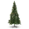 CHRISTMAS VILLAGE Large Artificial Christmas Tree With A Metal Stand - Pre-decorated With Snow & Cones, Realistic Decoration - 6FT