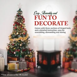 CHRISTMAS VILLAGE Large Artificial Christmas Tree With A Metal Stand - Pre-decorated With Snow & Cones, Realistic Decoration - 6FT -Outlet Christmas Decor Store christmas village large artificial christmas tree with a metal stand pre decorated with snow cones realistic decoration 6ft5060497648272 04c MP