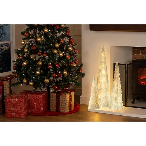 CHRISTMAS VILLAGE Large Christmas Light Up Trees Set With A Timer, 35 LED Warm White Christmas Lights & Decoration- Set Of 3 3 CHRISTMAS VILLAGE Large Christmas Light Up Trees Set With A Timer, 35 LED Warm White Christmas Lights & Decoration- Set Of 3 - Image 3