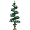 Costway 4FT Artificial Christmas Tree Pre-Lit Spiral Topiary Snowy Xmas Tree W/LED Light