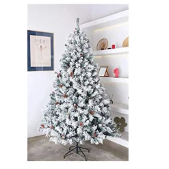 EVRE Snowy White Spruce Artificial Christmas Tree With Pine Cones & Berries 8ft With 1500 PVC Tips, Easy Build Hinged Branches & S -Outlet Christmas Decor Store evre snowy white spruce artificial christmas tree with pine cones berries 8ft with 1500 pvc tips easy build hinged branches s5060381729612 04c MP