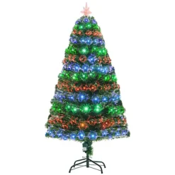 HOMCM 5 Feet Prelit Artificial Christmas Tree With Multi-Coloured Fiber Optic LED Light, Holiday Home Xmas Decoration, Green -Outlet Christmas Decor Store homcm 5 feet prelit artificial christmas tree with multi coloured fiber optic led light holiday home xmas decoration green5060348508762 02c MP