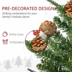 HOMCOM 2 Pieces Set 3 Ft Artificial Christmas Tree With 110 Realistic Branches, Pine Cones, Red Berries, Gold Pot 7 HOMCOM 2 Pieces Set 3 Ft Artificial Christmas Tree With 110 Realistic Branches, Pine Cones, Red Berries, Gold Pot -Outlet Christmas Decor Store homcom 2 pieces set 3 ft artificial christmas tree with 110 realistic branches pine cones red berries gold pot5056534596170 06c MP