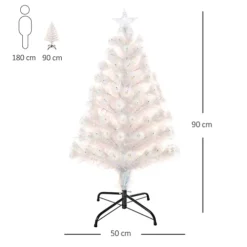 HOMCOM 3FT Pre-Lit Artificial Christmas Tree W/ Fibre Optic LED Lights Holiday Home Xmas Decoration-White -Outlet Christmas Decor Store homcom 3ft pre lit artificial christmas tree w fibre optic led lights holiday home xmas decoration white5056534519520 03c MP