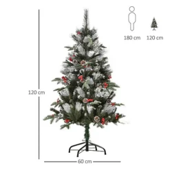 HOMCOM 4FT Artificial Snow Dipped Christmas Tree Xmas Pencil Tree Holiday Home Party Decoration With Foldable Feet Berries, Green 6 HOMCOM 4FT Artificial Snow Dipped Christmas Tree Xmas Pencil Tree Holiday Home Party Decoration With Foldable Feet Berries, Green -Outlet Christmas Decor Store homcom 4ft artificial snow dipped christmas tree xmas pencil tree holiday home party decoration with foldable feet berries green5056534520571 03c MP