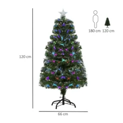 HOMCOM 4FT Multicoloured Artificial Christmas Tree Fibre Optic Lights Pre-Lit Modes Metal Stand Star Holder Seasonal Decoration -Outlet Christmas Decor Store homcom 4ft multicoloured artificial christmas tree fibre optic lights pre lit modes metal stand star holder seasonal decoration5056399113604 03c MP