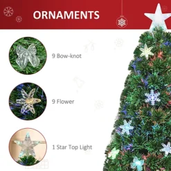 HOMCOM 4FT Prelit Artificial Christmas Tree Fiber Optic LED Light Holiday Home Xmas Decoration Tree With Foldable Feet, Green -Outlet Christmas Decor Store homcom 4ft prelit artificial christmas tree fiber optic led light holiday home xmas decoration tree with foldable feet green5056534522179 06c MP