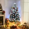 HOMCOM 4ft White Light Artificial Christmas Tree W/ 130 LEDs Star Topper Tri-Base Full Bodied Seasonal Decoration Pre-Lit Home