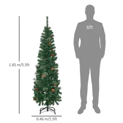 HOMCOM 5.5FT Tall Pencil Slim Artificial Christmas Tree With Realistic Branches, Tip Count And Pine Cones, Pine Needles Tree -Outlet Christmas Decor Store homcom 5 5ft tall pencil slim artificial christmas tree with realistic branches tip count and pine cones pine needles tree5056602901127 03c MP