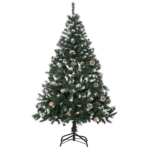 HOMCOM 5FT Artificial Christmas Tree With Pine Cones, Holiday Home Xmas Decoration Automatic Open, Green 2 HOMCOM 5FT Artificial Christmas Tree With Pine Cones, Holiday Home Xmas Decoration Automatic Open, Green - Image 2