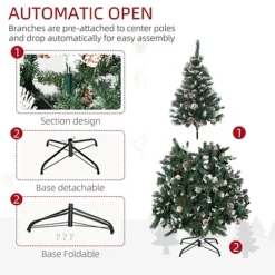 HOMCOM 5FT Artificial Christmas Tree With Pine Cones, Holiday Home Xmas Decoration Automatic Open, Green 7 HOMCOM 5FT Artificial Christmas Tree With Pine Cones, Holiday Home Xmas Decoration Automatic Open, Green -Outlet Christmas Decor Store homcom 5ft artificial christmas tree with pine cones holiday home xmas decoration automatic open green5056534520199 06c MP