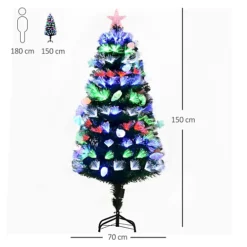 HOMCOM 5FT Pre-Lit Artificial Christmas Tree W/ Fibre Optic Baubles Fitted Star LED Light Holiday Home Xmas Decoration-Green -Outlet Christmas Decor Store homcom 5ft pre lit artificial christmas tree w fibre optic baubles fitted star led light holiday home xmas decoration green5056534527143 03c MP