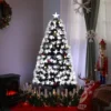 HOMCOM 5ft White Light Artificial Christmas Tree W/ 180 LEDs Star Topper Tri-Base Full Bodied Seasonal Decoration Pre-Lit Home