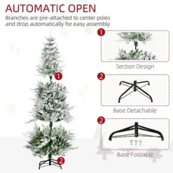 HOMCOM 6 Ft Pencil Snow Flocked Artificial Christmas Tree With Realistic Cypress Branches, Auto Open, Green 7 HOMCOM 6 Ft Pencil Snow Flocked Artificial Christmas Tree With Realistic Cypress Branches, Auto Open, Green -Outlet Christmas Decor Store homcom 6 ft pencil snow flocked artificial christmas tree with realistic cypress branches auto open green5056534596781 06c MP