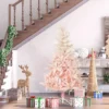 HOMCOM 6FT Pink Artificial Christmas Tree Holiday Home Decoration Ornament W/ Metal Stand Fully Pretty Home Office Joy