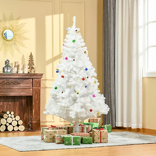 HOMCOM 6ft Snow Artificial Christmas Tree W/ Metal Stand Decorations Home Seasonal Elegant Faux White 1 HOMCOM 6ft Snow Artificial Christmas Tree W/ Metal Stand Decorations Home Seasonal Elegant Faux White