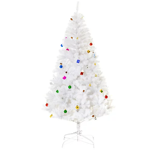 HOMCOM 6ft Snow Artificial Christmas Tree W/ Metal Stand Decorations Home Seasonal Elegant Faux White 2 HOMCOM 6ft Snow Artificial Christmas Tree W/ Metal Stand Decorations Home Seasonal Elegant Faux White - Image 2