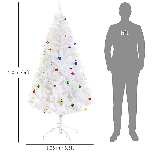 HOMCOM 6ft Snow Artificial Christmas Tree W/ Metal Stand Decorations Home Seasonal Elegant Faux White 3 HOMCOM 6ft Snow Artificial Christmas Tree W/ Metal Stand Decorations Home Seasonal Elegant Faux White - Image 3