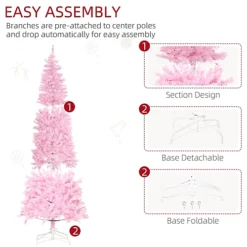 HOMCOM 6FT Tall Prelit Pencil Slim Artificial Christmas Tree With Realistic Branches, Warm White LED Lights And Tips, Pink 7 HOMCOM 6FT Tall Prelit Pencil Slim Artificial Christmas Tree With Realistic Branches, Warm White LED Lights And Tips, Pink -Outlet Christmas Decor Store homcom 6ft tall prelit pencil slim artificial christmas tree with realistic branches warm white led lights and tips pink5056602901493 06c MP