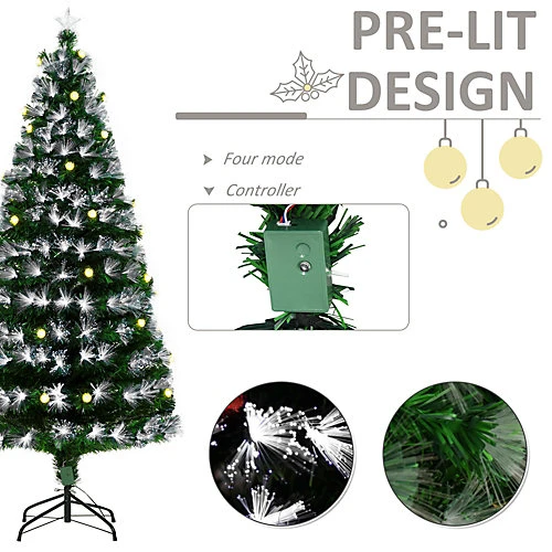 HOMCOM 6ft White Light Artificial Christmas Tree W/ 230 LEDs Star Topper Tri-Base Full Bodied Seasonal Decoration Pre-Lit Home 4 HOMCOM 6ft White Light Artificial Christmas Tree W/ 230 LEDs Star Topper Tri-Base Full Bodied Seasonal Decoration Pre-Lit Home - Image 4