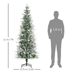 HOMCOM 7 Ft Pencil Snow Flocked Artificial Christmas Tree With Realistic Cypress Branches, Auto Open, Green -Outlet Christmas Decor Store homcom 7 ft pencil snow flocked artificial christmas tree with realistic cypress branches auto open green5056534596699 03c MP