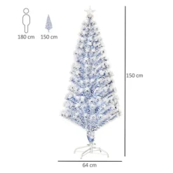 HOMCOM Artificial Fibre Optic Christmas Tree Seasonal Decoration W/ 21 LED Lights Pre-Lit Easy Store 5FT White Blue -Outlet Christmas Decor Store homcom artificial fibre optic christmas tree seasonal decoration w 21 led lights pre lit easy store 5ft white blue5056029846155 03c MP