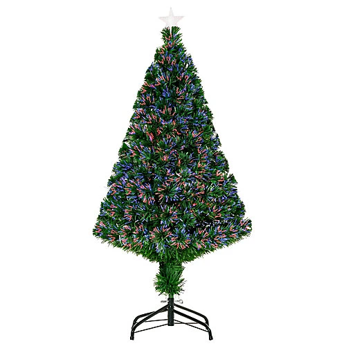 HOMCOM Pre-Lit Fibre Optic Artificial Christmas Tree Holiday Xmas Décor With Tree Topper Multi-Colour (4ft 120cm) 2 HOMCOM Pre-Lit Fibre Optic Artificial Christmas Tree Holiday Xmas Décor With Tree Topper Multi-Colour (4ft 120cm) - Image 2