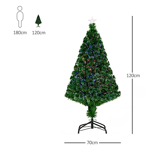 HOMCOM Pre-Lit Fibre Optic Artificial Christmas Tree Holiday Xmas Décor With Tree Topper Multi-Colour (4ft 120cm) 3 HOMCOM Pre-Lit Fibre Optic Artificial Christmas Tree Holiday Xmas Décor With Tree Topper Multi-Colour (4ft 120cm) - Image 3