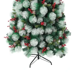 Livingandhome 5.9 Ft Natural Looking Artificial Flocked Christmas Tree With Pine Cones Berries Decor -Outlet Christmas Decor Store livingandhome 5 9 ft natural looking artificial flocked christmas tree with pine cones berries decor0735940258326 03c MP