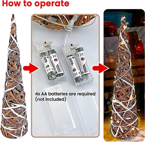 Netagon Christmas 2 Piece Light Up Circular Cone Pyramids Tree Ornament With LED Fairy Lights 4 Netagon Christmas 2 Piece Light Up Circular Cone Pyramids Tree Ornament With LED Fairy Lights - Image 4