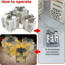 Netagon Set Of 3 Under Christmas Tree Festive Battery Operated LED Light Up Presents Gift Boxes- Frosted White -Outlet Christmas Decor Store netagon set of 3 under christmas tree festive battery operated led light up presents gift boxes frosted white5053985327629 03c MP