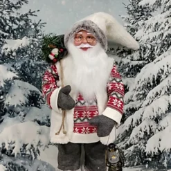 Nordic Santa Traditional Standing Father Christmas With Glasses Figurine 60cm