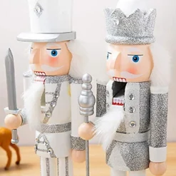 Nutcracker Christmas Wood Soldier 30cm/11.8in King Drum Ornament Glitter Royal Jacket Figures Crown Table Top Xmas Silver -Outlet Christmas Decor Store nutcracker christmas wood soldier 30cm 11 8in king drum ornament glitter royal jacket figures crown table top xmas silver5012237845649 04c MP