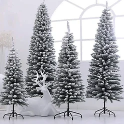 Shatchi 7ft Artificial Slim Christmas Pencil Tree Snow Flocked With Metal Stand -Outlet Christmas Decor Store shatchi 7ft artificial slim christmas pencil tree snow flocked with metal stand5056141032481 03c MP