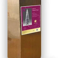 Shatchi 7ft Artificial Slim Christmas Pencil Tree Snow Flocked With Metal Stand -Outlet Christmas Decor Store shatchi 7ft artificial slim christmas pencil tree snow flocked with metal stand5056141032481 04c MP