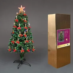 Shatchi Candle And Bow Fibre Optic Christmas Tree 3ft